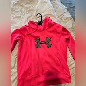 Under armour womens pull over hoodie. Bright pink, size large